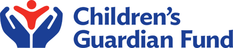 A green background with blue letters that say children 's guard.